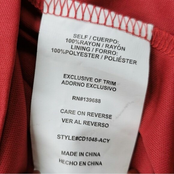 Coco + Jaimeson Ruffled Front Tie Long Sleeve Red Dress Size S - Picture 7 of 7